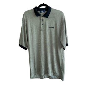 Men's Vintage Vantage Nasdaq Logo Black Print Polo Golf Shirt